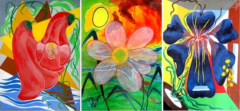 Triptyque aux fleurs