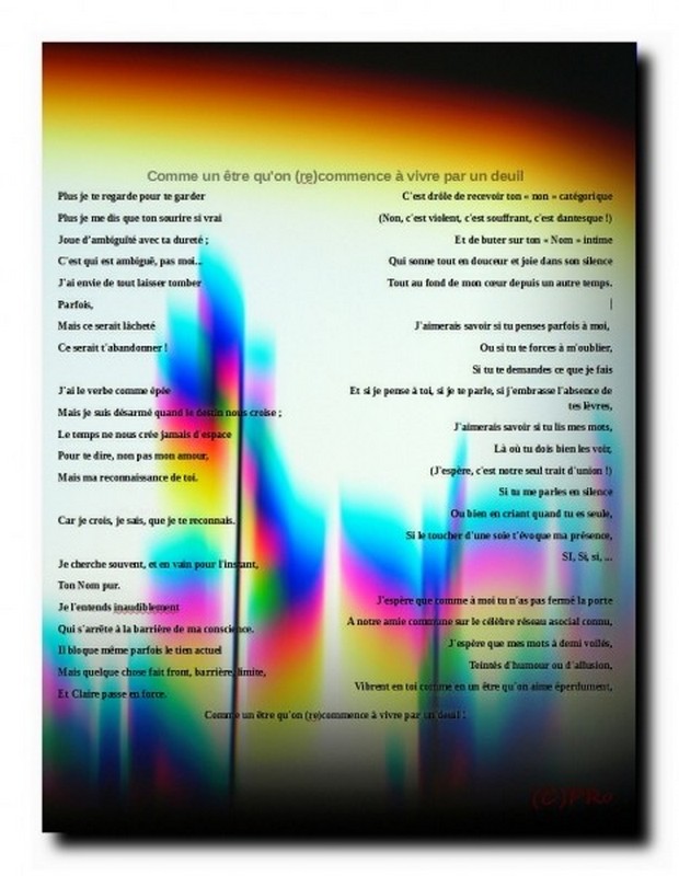 Comme un être qu'on (re)commence à vivre par un deuil !