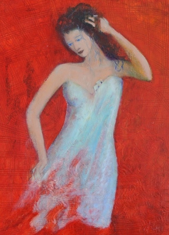 Une femme dans du rouge