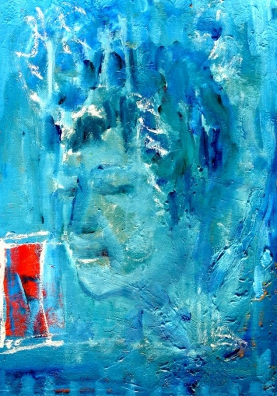 Pousse rouge dans bleu