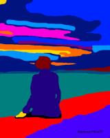 Regard sur la mer bleu