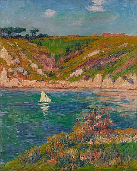 Paysage de Doëlan à la voile blanche