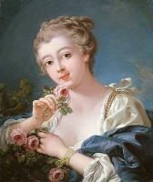 Jeune fille au bouquet de roses