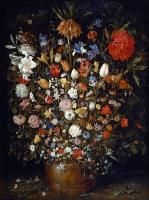 Grand bouquet de fleurs dans un baquet de bois - Flowers in a Wooden Vessel